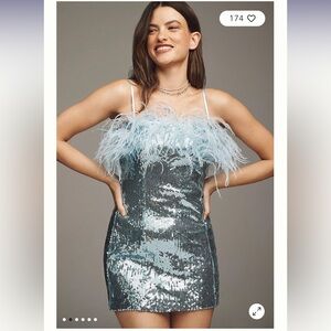 NWT Anthropologie BHLDN Audrey Adele Sequin Feather Mini Dress